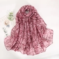 Pink scarf with red marble print made of lightweight breathable voile fabric shawl - Heart-LOVE Pink