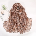 Abstract crackle print long scarf in coffee and black tones with a lightweight texture - Heart-LOVE Red