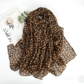 Brown long scarf with orange heart prints made of lightweight voile fabric for women - Brown Heart