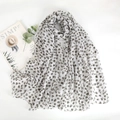 Lightweight white scarf with grey heart print, soft bali yarn shawl for women - White Heart
