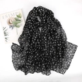 Sciarpa in voile nera con stampa a cuori e tessuto leggero semitrasparente per donne - Nero