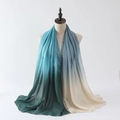 Châle léger dégradé bleu et vert effet coton et lin pour femme en été - Dégradé Bleu Vert à Crème (Couleur 7)