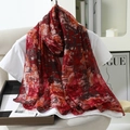 Artistic colorful graffiti voile scarf with red and orange geometric print for sun protection - Red and Brown Geometric Texture (款式2)