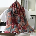 Colorful graffiti print voile scarf long shawl for sun protection and fashion accessory - Retro Red and Blue Oil Painting Style (款式4)