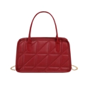 Elegant red quilted handbag with triangular stitching and gold chain strap for women - Burgundy