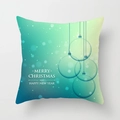 Christmas snowflake square cushion cover in teal gradient with festive baubles - Gradient Blue Christmas Ball Decor Style (TPR085-29)