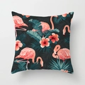 Square pillowcase with pink flamingo and tropical palm leaf print pattern - 45x45CM (No Core) / Tropical Hibiscus Flower (TPR044-33)