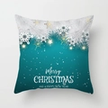Teal Christmas pillowcase with white snowflake prints and Merry Christmas typography - Teal Art Text Christmas Style (TPR085-27)