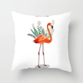 Square white pillow cover with pink flamingo and tropical botanical leaves print - 45x45CM (No Core) / Nordic Style Flamingo (TPR044-10)