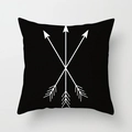 Modern black square pillow cover featuring a minimalist white crossed arrows design - Three Crossed Arrows Style (TPR050-23)