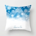 Blue and white watercolor snowflake pillowcase with Happy New Year greeting text - Watercolor Snowflake Happy New Year Style (TPR084-40)