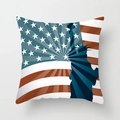 Modern abstract pillow cover with blue Statue of Liberty and US flag star stripes - Liberty Star Stripes Style (TPR050-4)