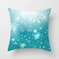 Blue-green gradient Christmas pillowcase with white snowflake and star prints - Teal Gradient Starry Snowflake Style (TPR085-26)