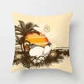 Summer beach theme throw pillow cover with palm trees and surfboard print - 45x45CM (No Core) / Summer Beach Surfboard (TPR044-31)