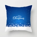 Weihnachtskissenbezug mit blauem Farbverlauf und weißem Merry Christmas Schriftzug - Blauer Gradient Kunstwort-Gruß (TPR081-7)