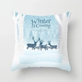 Winter Is Coming snowflake and elk print peach skin pillowcase in light blue color - Winter Elk Cold Stream Illustration Style (TPR085-12)
