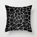 Modern minimalist black square cushion cover with silver geometric pattern and dotted texture - Silver White Fragmented Geometric Style (TPR050-29)