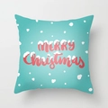Blue Christmas snowflake pillow cover with red Merry Christmas print and festive pattern - Blue Teal Snowy Greetings Style (TPR085-34)