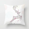 Christmas peach skin pillowcase with a colorful floral reindeer pattern on a white base - Colorful Mandala Floral Reindeer Style (TPR084-27)