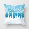 Winter forest watercolor pillowcase with teal snowflake and tree silhouettes - Watercolor Winter Forest Art Style (TPR085-11)