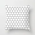 Minimalist square cushion cover with black geometric honeycomb pattern on white fabric - Black and White Honeycomb Grid Style (TPR050-28)