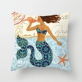 Vintage Mediterranean mermaid print square pillowcase made of soft peach skin fabric - Puerto Rico Mermaid (TPR030-3) / 45x45CM (No Core)