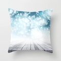 Blue and white snowflake digital print throw pillow cover on a neutral background - Blue White Winter Snowflake Perspective Style (TPR085-10)