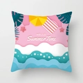 Peach skin pillowcase featuring Hello Summer Time print with starfish and waves - Hello Summer Time Beach (TPR030-39) / 45x45CM (No Core)