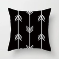 Modern square pillow cover featuring black base with white geometric arrow patterns - Black Base White Geometric Arrows Style (TPR050-21)