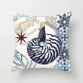 Vintage Mediterranean nautical pillowcase with nautilus and Drake's Bay map print - Nautilus Sea Map (TPR030-16) / 45x45CM (No Core)