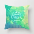 Christmas snowflake pillow cover with blue watercolor gradient and holiday message - Watercolor Teal Chevron Christmas Style (TPR085-30)