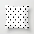 Modern minimalist decorative square pillow case with black polka dots on white fabric - White Base Black Large Polka Dots Style (TPR050-20)
