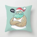 Mint green Christmas pillowcase with a tattooed Santa Claus design and soft peach skin texture - American Trend Tattooed Santa Style (TPR085-19)