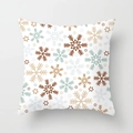 Christmas snowflake print peach skin pillowcase in white with blue and brown patterns - Dense Multicolored Snowflake White Style (TPR084-24)