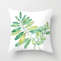 Square cushion cover with watercolor green leaves print on white background - 45x45CM (No Core) / White Watercolor Green Leaves (TPR044-25)