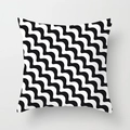 Modern square cushion cover featuring black and white wavy geometric patterns - Black White Centripetal Zigzag Style (TPR050-19)
