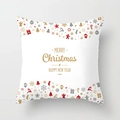White Christmas pillowcase with golden Merry Christmas text and festive reindeer motifs - Red Gold Combination Blessing Style (TPR084-23)
