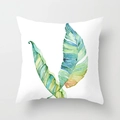 Square white pillowcase with tropical banana leaf watercolor digital printing - 45x45CM (No Core) / White Base Sketchy Green Leaf (TPR044-24)