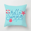 Hello Summer throw pillow cover with Mediterranean ocean prints and peach skin texture - Waves Hello Summer (TPR030-37) / 45x45CM (No Core)