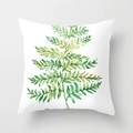 Square pillow with green fern watercolor print on white polyester for modern home decor - 45x45CM (No Core) / White Watercolor Ferns (TPR044-23)