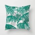 Square cushion cover featuring Nordic tropical palm leaf prints in teal and grey - 45x45CM (No Core) / White Tropical Palm Leaves (TPR044-6)