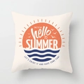 Retro Mediterranean summer sun and ocean wave print pillowcase in peach skin fabric - Minimalist Summer Time (TPR030-36) / 45x45CM (No Core)