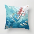 Square peach skin pillowcase with watercolor mermaid and tropical fish underwater art - Deep Sea Mermaid (TPR030-13) / 45x45CM (No Core)