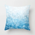 Blue and white gradient snowflake pattern pillow cover in soft peach skin fabric - Blue White Gradient Dreamy Snowflake Style (TPR085-3)