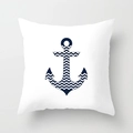 Mediterranean peach skin pillowcase with navy blue anchor chevron pattern on white fabric - Chevron Wave Anchor (TPR030-35) / 45x45CM (No Core)