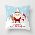 Blue Christmas pillowcase with Santa and reindeer pattern and Merry Christmas text - Light Blue Chibi Christmas Cartoon Style (TPR085-16)