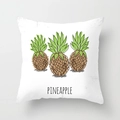 White square cushion cover with hand-drawn pineapple print and fabric texture - 45x45CM (No Core) / White Pineapple Illustration (TPR044-5)