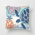 Mediterranean Sea Turtle print throw pillow case with vintage anchor and coral patterns - Sea Turtle (TPR030-12) / 45x45CM (No Core)