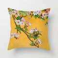 Chinese style bird and flower floral print cushion cover in bright yellow finish - 45x45CM (No Core) / Bright Yellow Flower Bird Sketch (TPR044-21)
