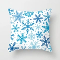 Blue snowflakes pattern on square white peach skin Christmas pillowcase cover - White Background Multi Blue Snowflake Style (TPR085-2)